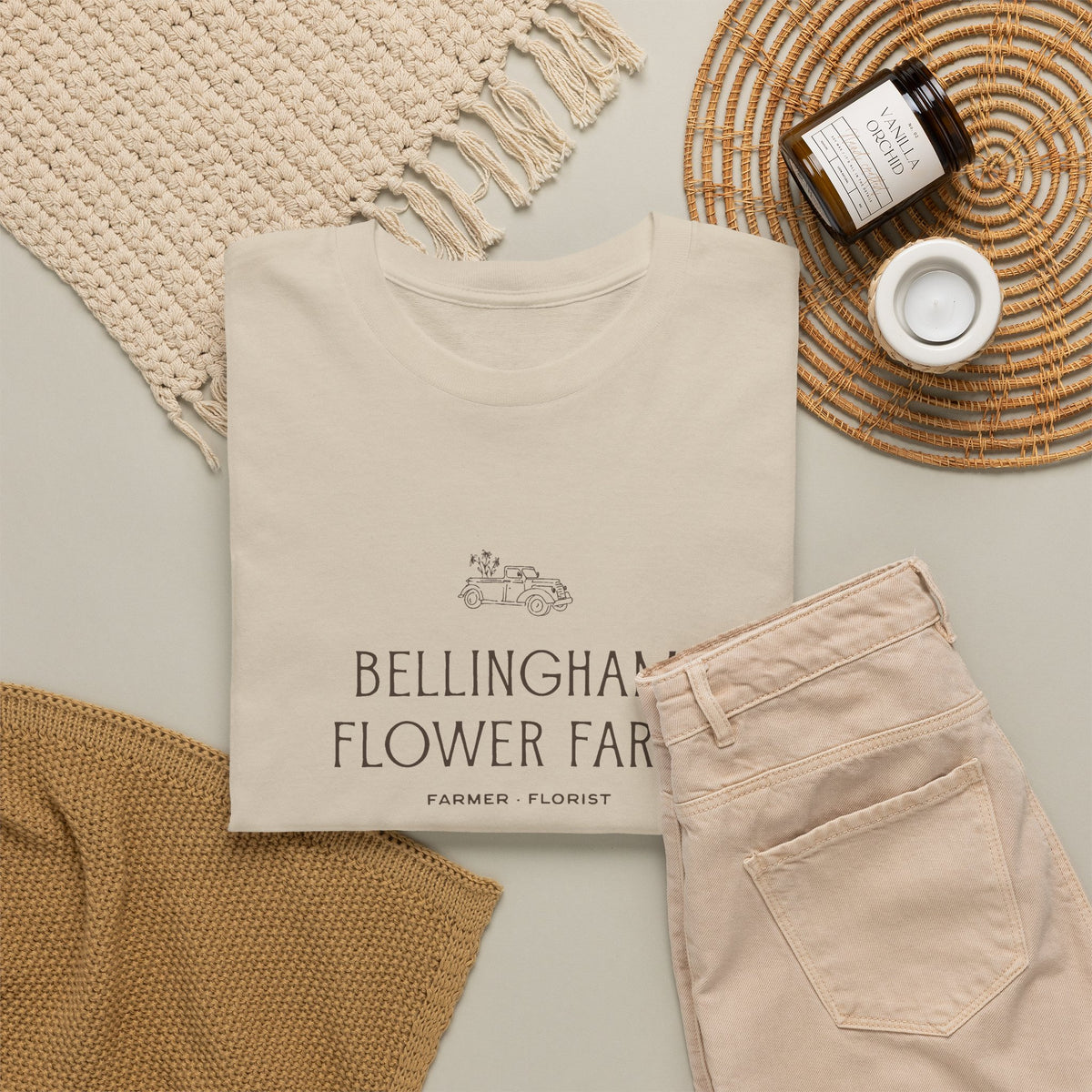 Bellingham Flower Farm Tee — Vintage Farm Logo Cotton T-Shirt