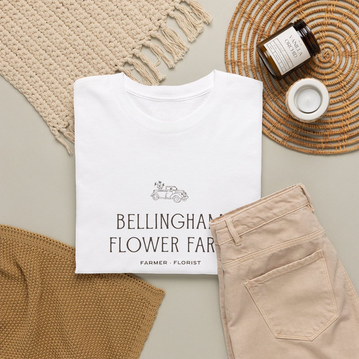 Bellingham Flower Farm Tee — Vintage Farm Logo Cotton T-Shirt