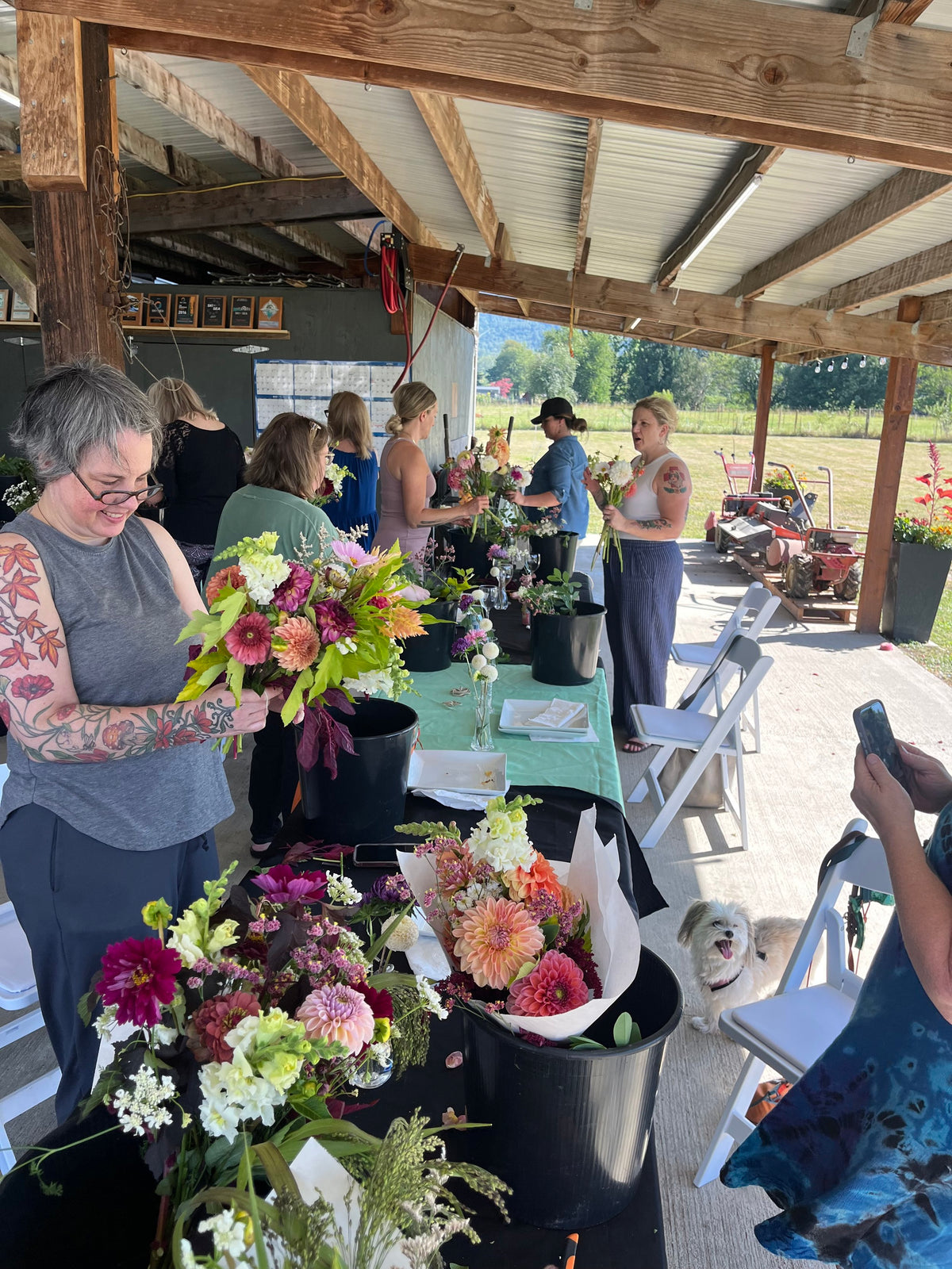 Bouquet Making Workshop at Bellingham Flower Farm, another view