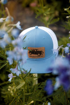 Leather Patch Trucker Hat, Bellingham Flower Farm merchandise, additional photo