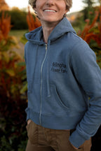 Zip Hoodie-crop, Bellingham Flower Farm merchandise, detail view