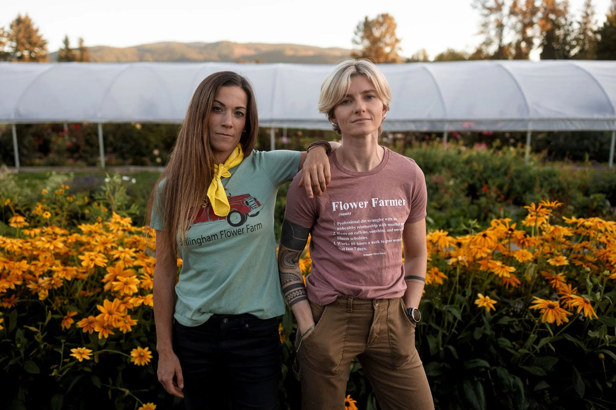 BFF Logo T-shirt, Bellingham Flower Farm merchandise, detail view